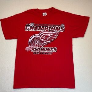 Vintage 2002 Red Wings Western Conference Champions Red T-Shirt